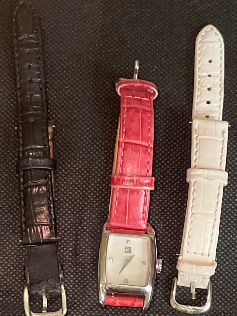 VTG ESQ Movado Quest Swiss Quartz Watch Set  & 3 Interchangeable Bands (Working)